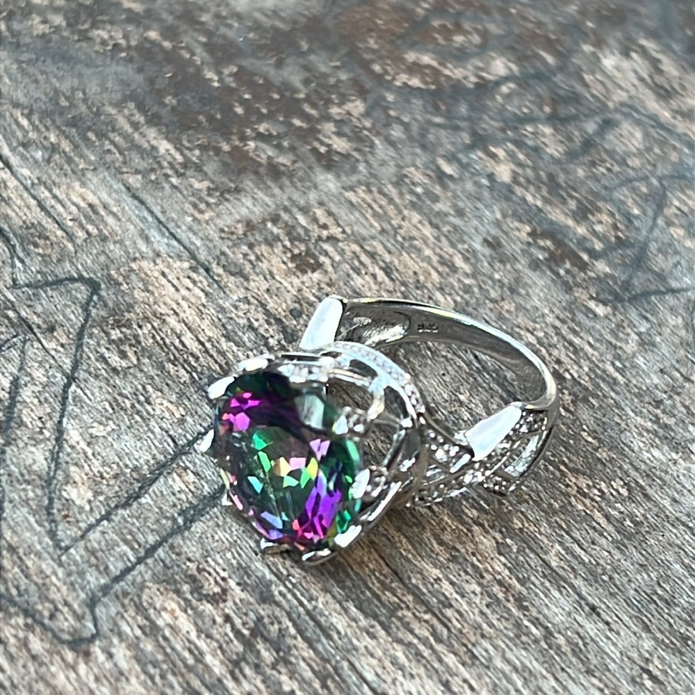 Size 6 Large Mystic Topaz Statement Ring - image 6